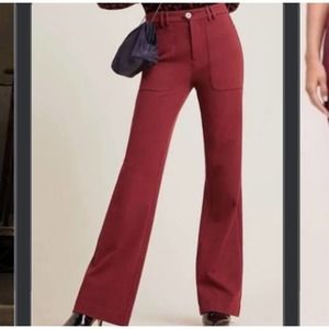 Anthropologie The Essential Trouser Rust Red Flare Pants
